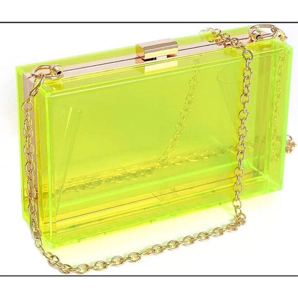 Neon Green Transparent Box Bag - Picture 1 of 5